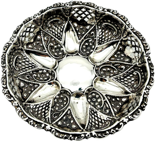 Victorian silver repousse pin - victorian,