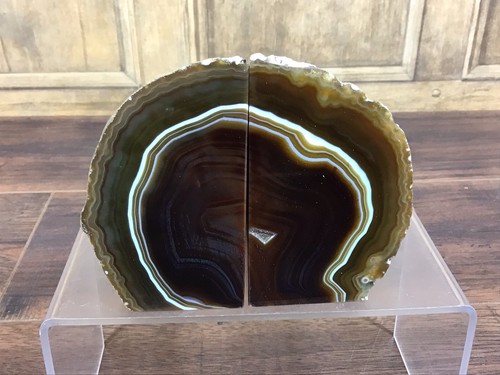 Pair polished agate geode - pair,