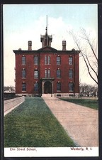 Westerly, RI, Elm Street School, Postcard 