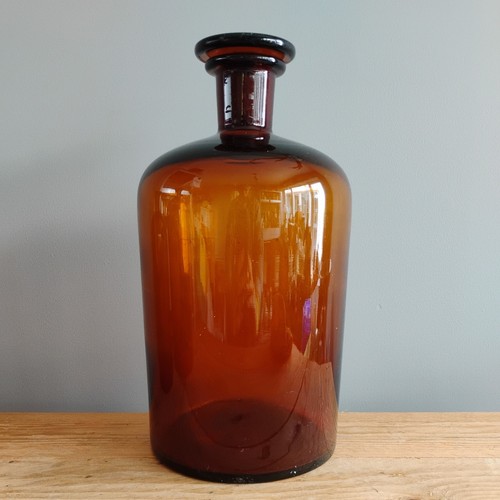 Large amber glass apothecary - large,