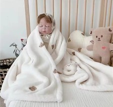 Bear Design Fleece Baby Blanket Soft And Skin Friendly For Winter