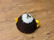 Hand Knitted tea cosy for 2 - cup teapot,Christmas theme.