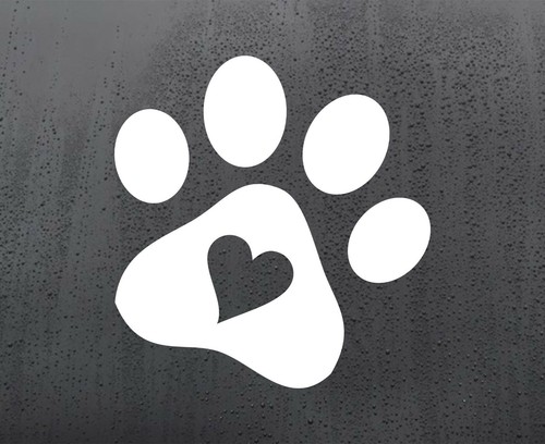 Dog paw print heart vinyl - heart,