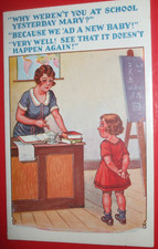 Old Comic postcard SCHOOL MISTRESS