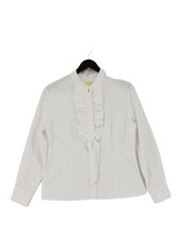 Alain Figaret Women's Shirt UK 12 White 100% Cotton Long Sleeve Round Neck Basic