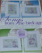 Cross Stitch Chart Only  Cards With Stylish Background Ornate Cages Pretty Birds