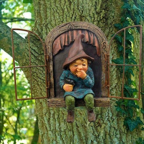 Naughty garden gnome statue - naughty,
