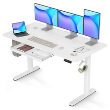 Claiks Electric Standing Desk with Drawer White Colour 140x60cm Boxed