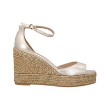 STUART WEITZMAN LADIES Nudistcurve Espadrilles Wedge Leather Gold 40 RRP375