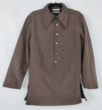 Vintage 60s 70s HARDY AMIES Savile Row Custom Brown Silk Faille Tunic Top Shirt