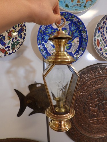 Vintage turkish brass lantern - turkish,