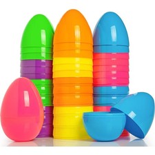 12-48pcs Plastic Filler Eggs Easter Egg Hunt Hollow Childrens Gift Game