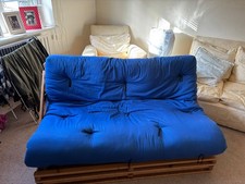 Wooden Futon Sofa Bed Frame & Mattress Double - 5FootB