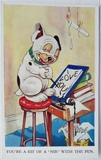 G.E. Studdy. "Bonzo". You're A Bit Of A "Nib" With The Pen. Valentine's No. 5141