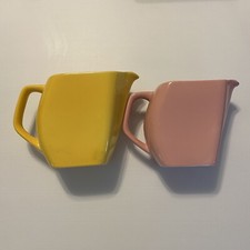Elijah Cotton Lord Nelson Pottery England VTG Retro Set 2 Jugs Yellow Pink