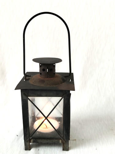 Black metal tea light - black,