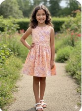 Girls A-Line Peach Pink Floral