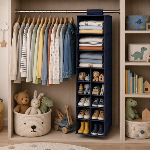 Hanging clothes organiser for