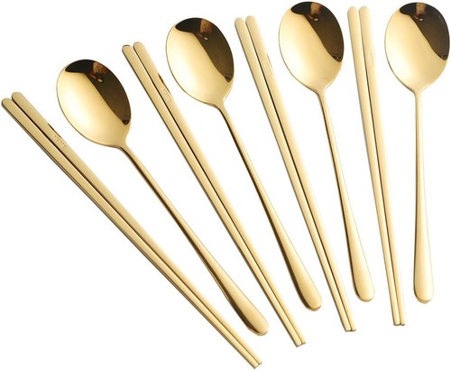 Sets gold korean chopsticks - gold,