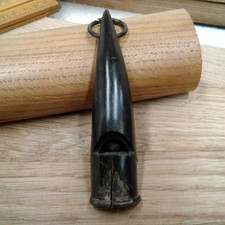Vintage Buffalo Horn Whistle with Wooden Pea 10.8cm Long Rustic Hunting/Scout