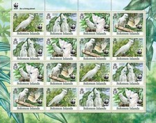 WWF WHITE COCKATOO Birds/Bird MNH 16v-Stamp Sheet #22 (2012 Solomon Islands)
