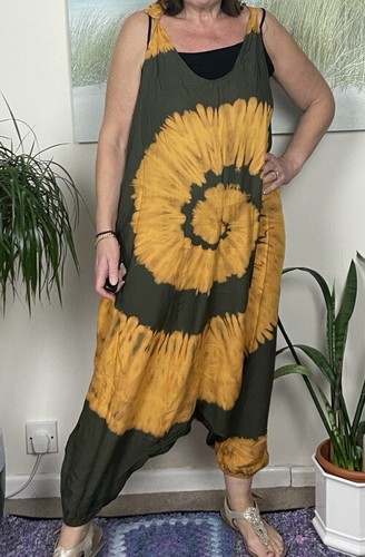 Tie dye harem dungarees - tie,