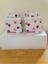 Emma Bridgewater Pink Heart Square Lidded Storage Caddy/Tins x 2  Used VGCon