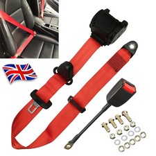 2x Universal 3 Point Inertia Seat Belt Kit Car Truck Adjustable Safety Belts Red