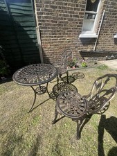 Garden Bistro Set Outdoor Furniture Table Chairs In Bronze