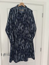 Cotton Traders Women's Navy Blue Dress Size 16 Shirt Dress VGC Long Sleeve