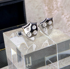 Authentic Alfred Dunhill Cufflinks Silver Shield with Case
