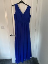 Hebeos A Line Princess Chiffon Ruched Floor length Sleeveless Royal Blue Dress
