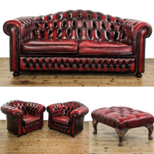 Four Piece Vintage Oxblood Leather Chesterfield Suite (M-5833)