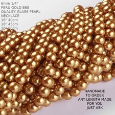 6mm 1/4" GLASS PEARL NECKLACE 70 COLOURS 16" 18" 20" SM