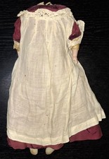 Antique Victorian Bisque Doll Leather Body, Beautiful Clothing, Restoration 32cm