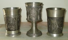 3x Vintage German Pewter