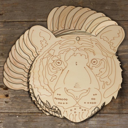 10x wooden tiger head - wooden,