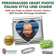 Personalised Italian Charm – Heart Photo Insert – Custom Picture Gift Bracelet
