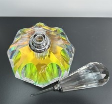 Vintage Very Large Rainbow Cut Crystal Perfume Bottle with Dabber