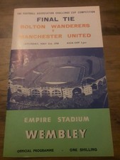 Bolton V Man Utd FA Cup Final 1958 Programme Very Good Condition