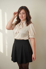 Champagne shiny short puff