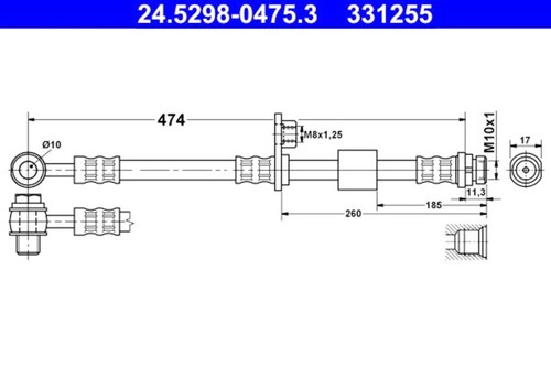 Ate brake hose for - brake, mitsubishi