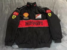 NEW Adult F1 Racing Jacket Ferrari Jacket Black Embroidered Cotton Padded