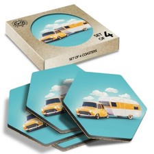 Hexagon coasters caravan - hexagon,