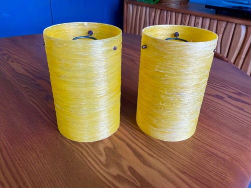 Pair vintage lampshades spun - pair,
