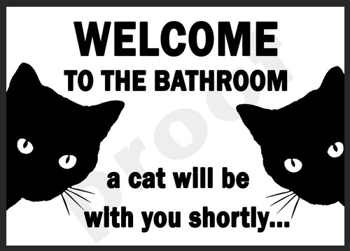 Funny cat bathroom sign - cat,