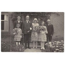 WEDDING Bride & Groom with Bridesmaids RP Postcard, Unused