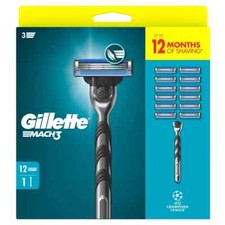 Gillette Mach3 12 MONTH Razor Cartridges Replacement + Handle BNIB 100% Original