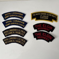 WW2 and Later Canadian Cloth Shoulder Titles some matched pairs. 