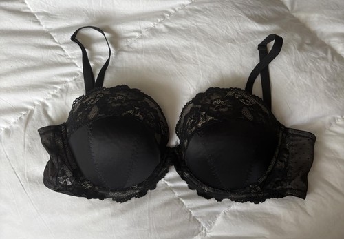 Black lace detail bra - lace, uk